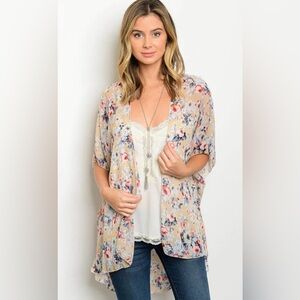 - MEDIUM TAN BLUE FLORAL
KIMONO